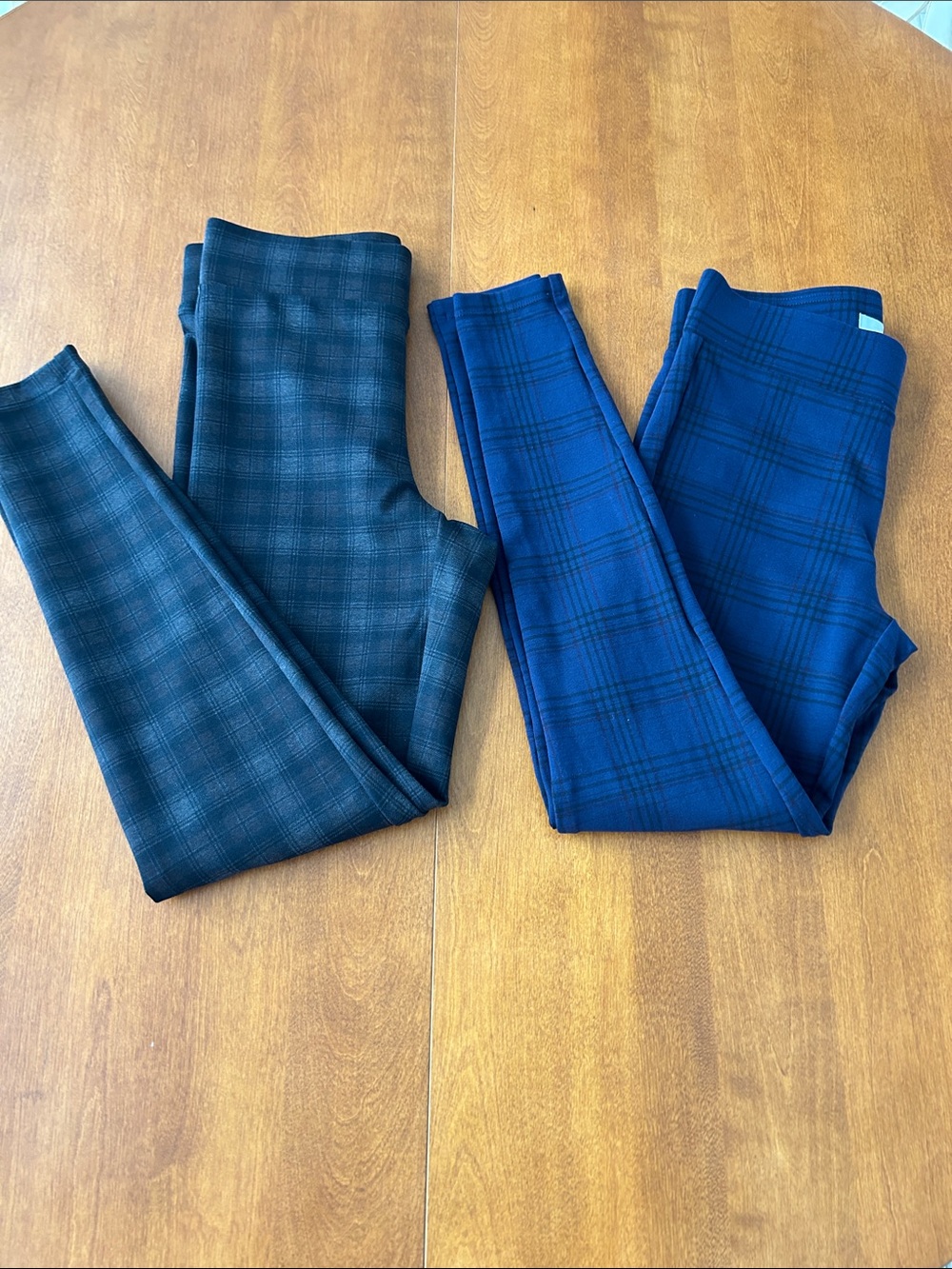 LOFT Plaid Ponte Leggings Set in Black and Blue. NWOT both.
